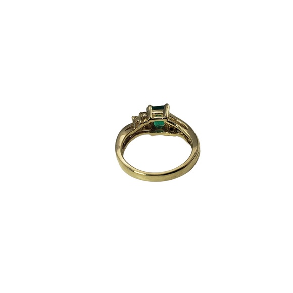 Vintage 14 Karat Yellow Gold Emerald and Diamond Ring Size 5 #13015 - Picture 5 of 5